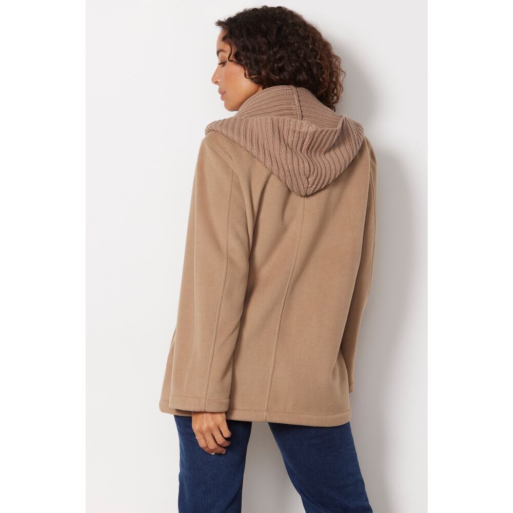 SPLENDID NWT Evereve Nikki Tan Oatmeal Hooded Pea Coat // S - Picture 3 of 15